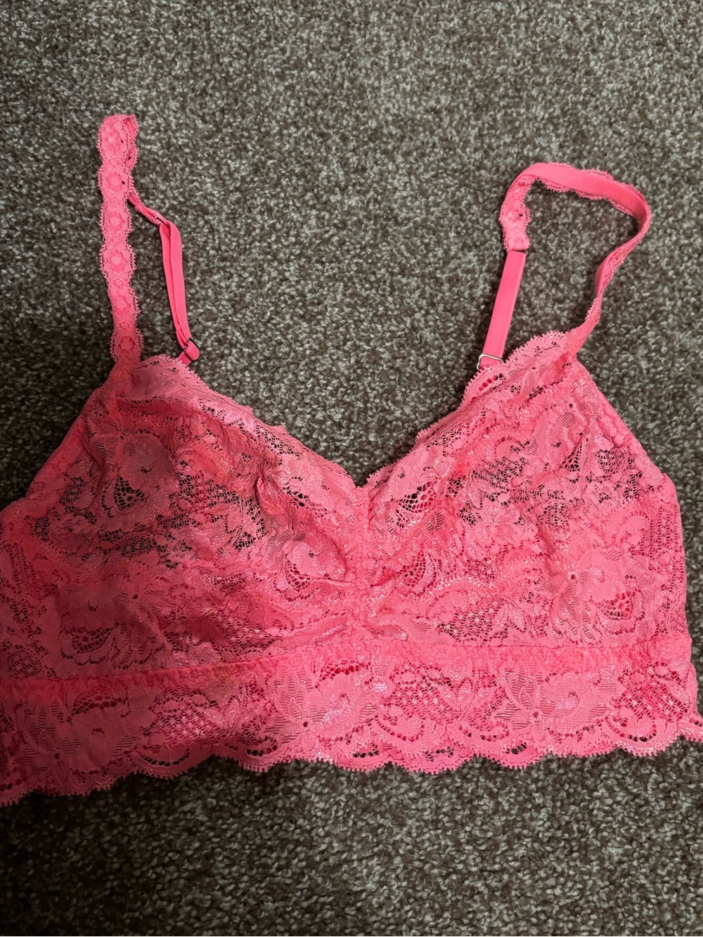 Cosabella Hot Pink Lace Bralette with Scalloped Edge
